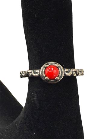 Sterling Silver Red Coral Ring