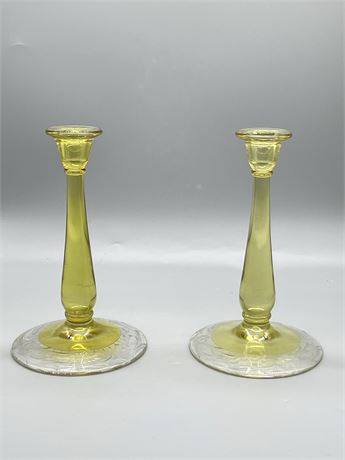 Pair of Glass Candlesticks