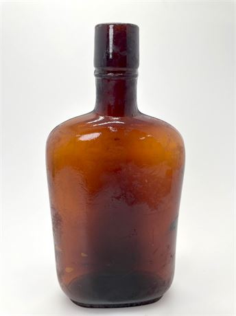 Antique Amber Glass Flask Bottle