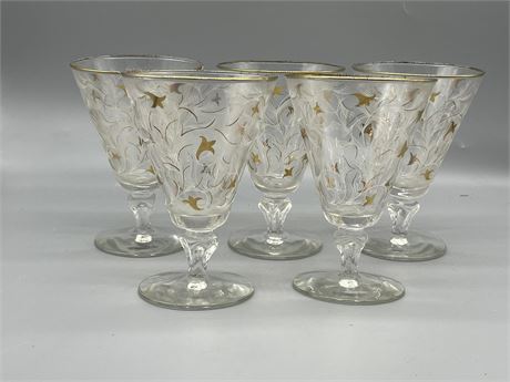 Five (5) Royal Fern Pedestal Glasses