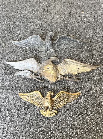 Three Metal Eagle Wall Displays