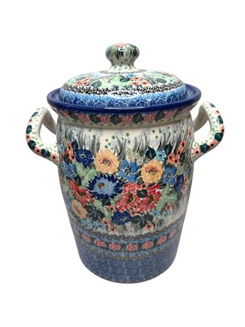 Boleslawiec Polish Pottery Unikat Two-Handled Canister #4092