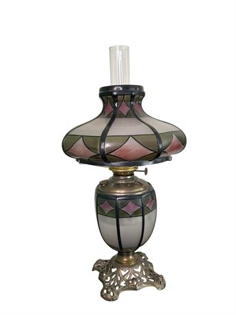 Art Nouveau Style Kerosene Oil Lamp