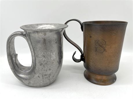 Pewter and Copper Mugs