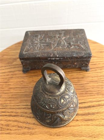 Vintage English Metal Box and Bell