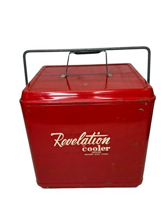 1960s Western Auto Stores "Revelation" Red Metal Cooler