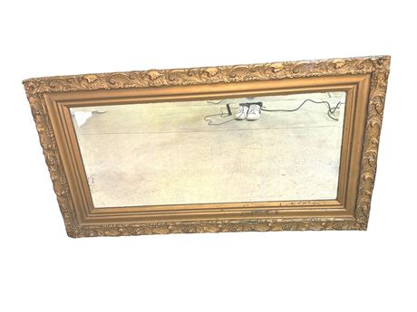 Vintage Wood Gold Ornate Rectangular Wall Mirror