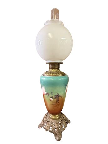 Gone with the Wind Style Hand Painted Kerosene Oil Lamp