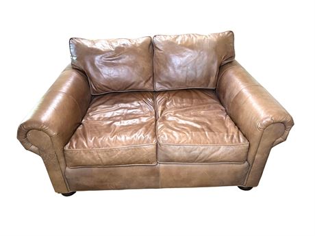 Restoration Hardware Leather Loveseat