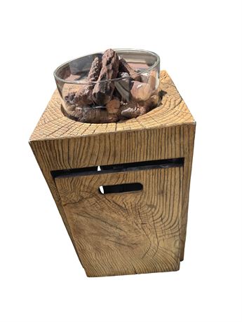 Outdoor Propane Gas Fire Pit w/ Wood Texture