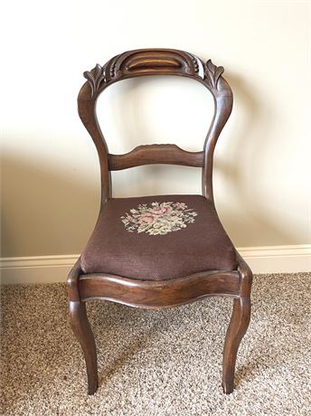 Antique Needlepoint Parlor Chair