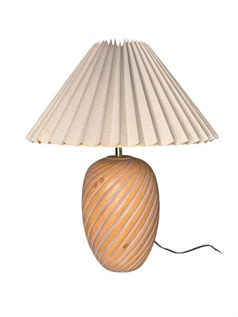 Round Ceramic Table Lamp w/ Pleated Shade