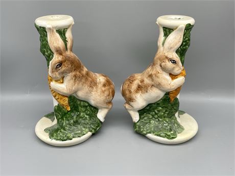 Hand Painted Bunny Candle Holders