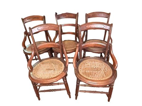 Five (5) Matching Cane Seat Chairs
