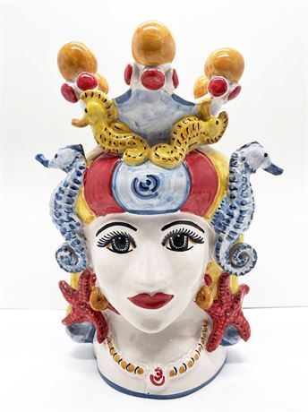 Caltagirone Ceramic Moor's Head Lady