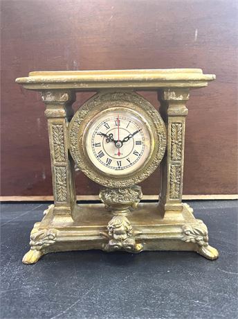 Gold Painted Ornate Baroque Style Decorative Mantel Clock