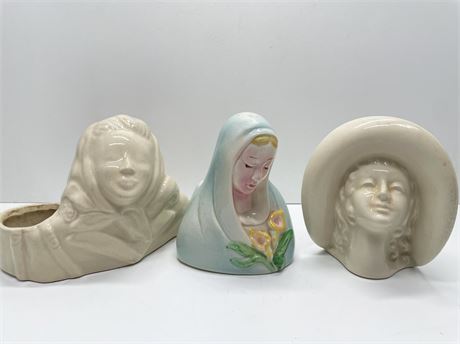Three (3) Head Vases