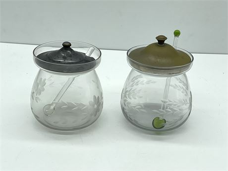 Etched Jelly/Mustard Pots