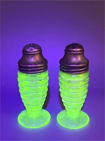 Uranium Glass Salt & Pepper Shakers