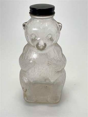 Vintage 1950s Snow Crest Bear Glass Bottle