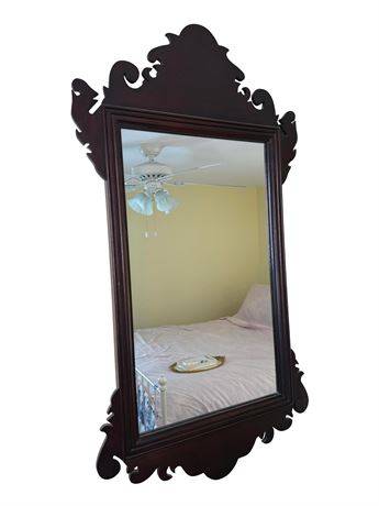 Vintage Chippendale Style Wood Wall Mirror
