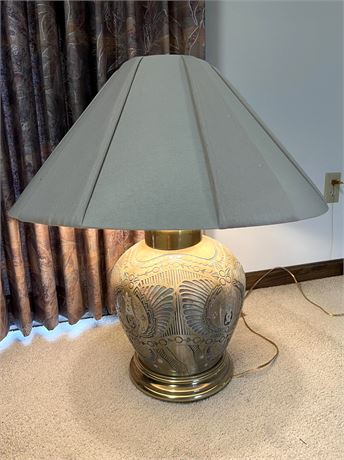 Large Heavy Ceramic and Metal Table Lamp