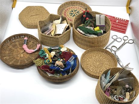 Baskets of Sewing Items