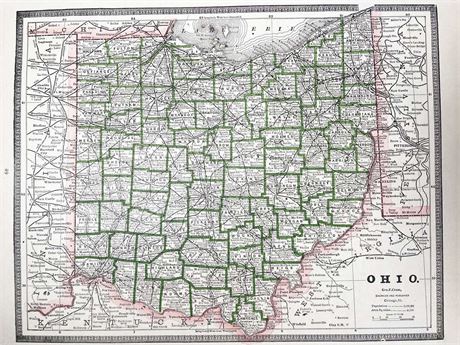 1884 George Cram Map of Ohio