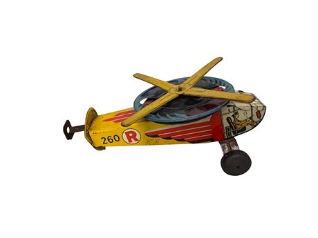1940s Tin Litho Helicopter Windup Toy