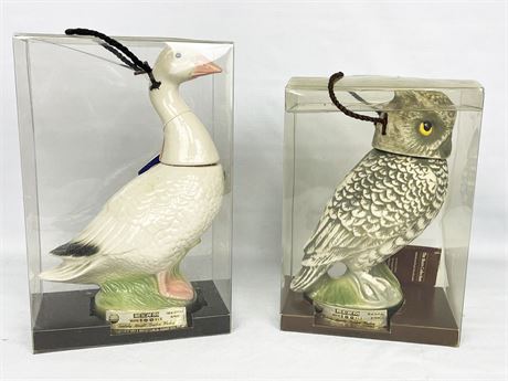 Snow Goose and The Screech Owl Jim Beam Decanters