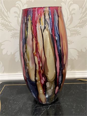 Large Italian Glass Alcohol Ink Vase