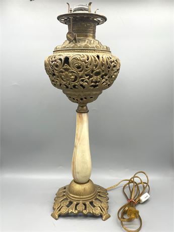 Victorian Brass Marble Table Lamp