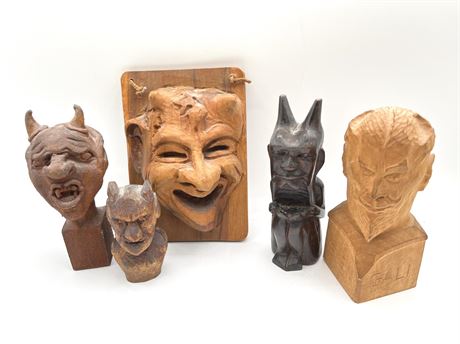 Carved Wood Devilish Figures