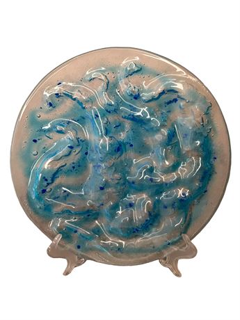 11" Diameter Handblown Glass Decorative Platter