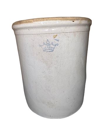 10-Gallon Blue Crown Stoneware Crock