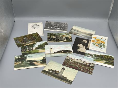Thirteen (13) Postcards