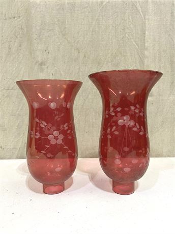 Cranberry Floral Cut Sconces