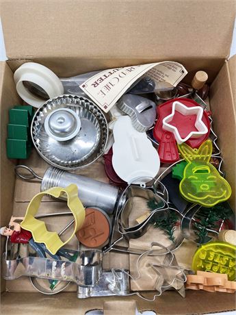 Box of Cookie Cutters and Decorations