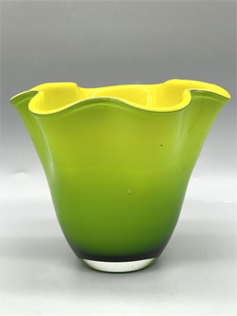 Green/Yellow Art Glass Vase