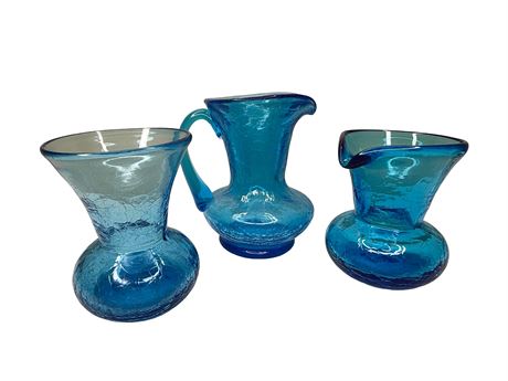 Blue Crackle Handblown Glass Decoratives