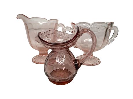 Pink Depression and Crackle Glass Decoratives