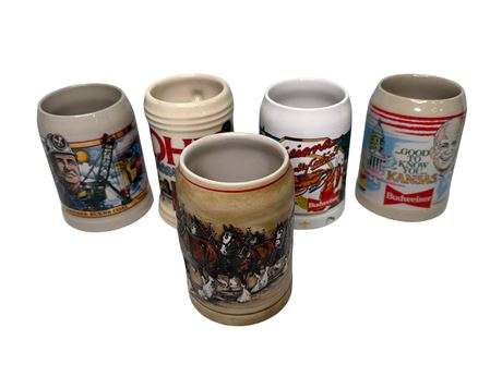 Vintage Budweiser Beer Steins