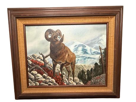 J. Mullins Ram Painting on Canvas