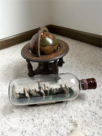Italian Globe and Ship in a Bottle