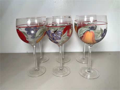 Hand Painted Wine Glasses Lot 1