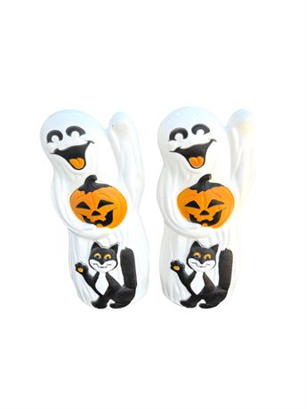 34" Tall Halloween Ghost, Pumpkin Cat Blow Mold