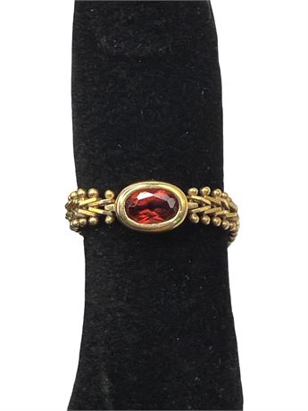 14k Yellow Gold Garnet Flexible Ring
