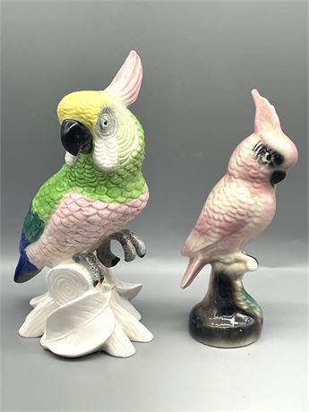 Two Hand Painted Ceramic Birds