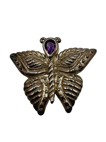 Judith Ripka Sterling Silver Amethyst Butterfly Brooch