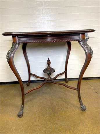 Square Antique Mahogany Brass Claw Foot Side Table